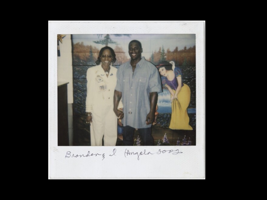 Brandon Jackson and his mother, Mollie Peoples, are seen during a 2002 visit at the Louisiana State Penitentiary in Angola, La.