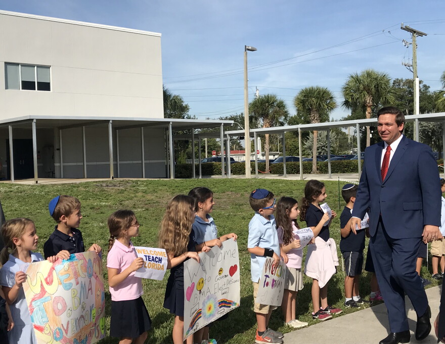 Ron DeSantis made his first public appearance as Governor-Elect at the private Jewish Day School, Brauser Maimonides Academy, in Fort Lauderdale Monday morning. 