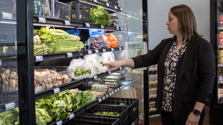 Jayce's Grocery Store owner Vorie Miller points out local vendors during a tour of the story Tuesday, April 7. The story opened in March on China Spring Road, bringing a variety of fresh produce and groceries to China Spring residents.