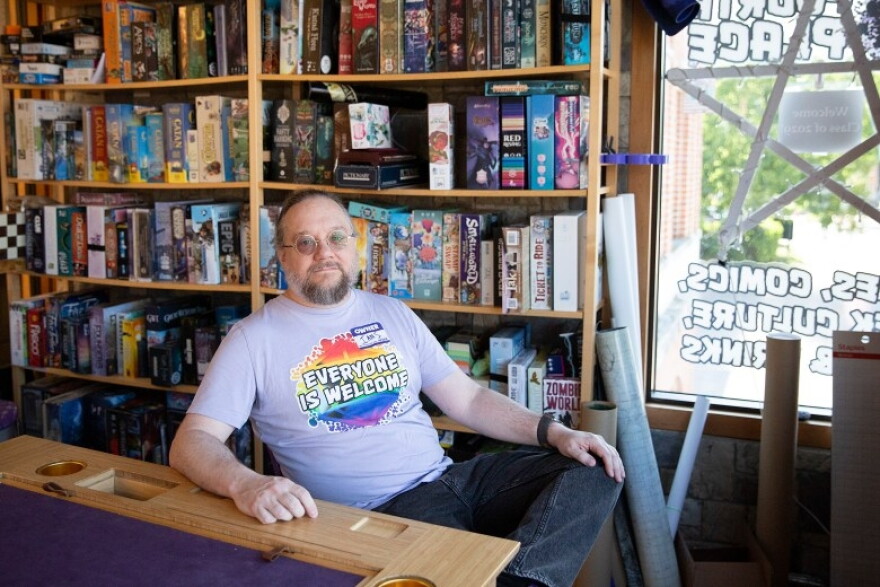 Ian Struckhoff, owner of The Fourth Place, at his store in Hanover, N.H., on Friday, Aug. 21, 2026. A customer emailed Struckhoff to say they feel uncomfortable coming to downtown Hanover because of surveillance cameras reported to DeFlock, a crowdsourced map that tracks automated license plate readers. Struckhoff, who puts great emphasis on making sure people feel welcome in his space, hopes that the town clarifies to community members what the cameras are being used for so there can be an open dialogue. “What I want is transparency,” he said. (Valley News)