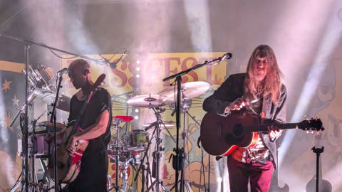 A band performs on the Blissfest main stage during the 2026 festival. Rachel Graham said she’s attended the festival for 20 years and now brings her kids along.