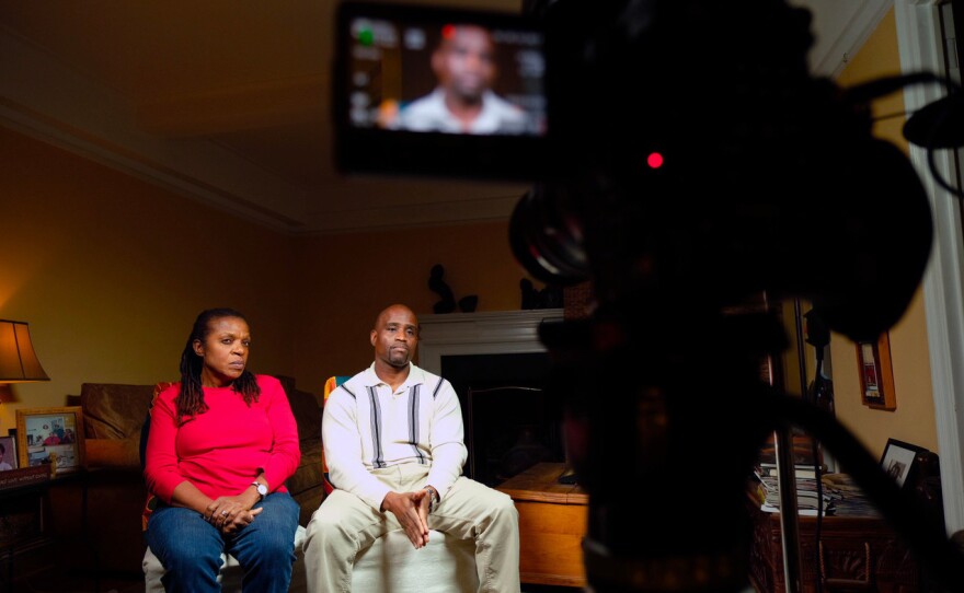Rule and Robinson are interviewed by Talking Eyes Media for a documentary in their home in New York City on Oct. 12, 2016.