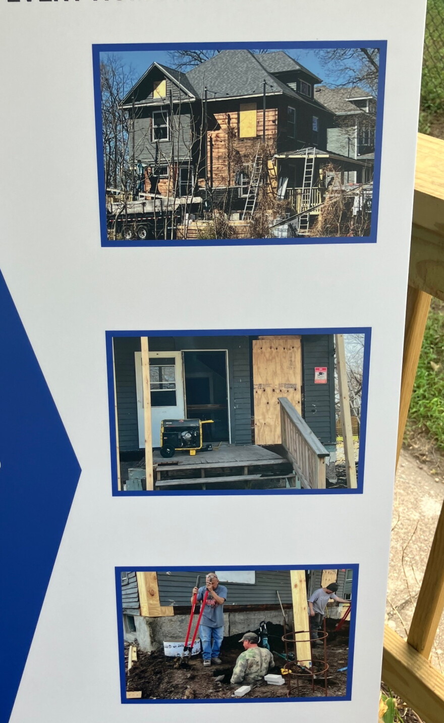 One of the displays at Tuesday's open house showed "before" pictures of the 1915 home at 613 W. 13th St., Davenport.