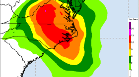 The projected rainfall of Florence over North and South Carolina. 