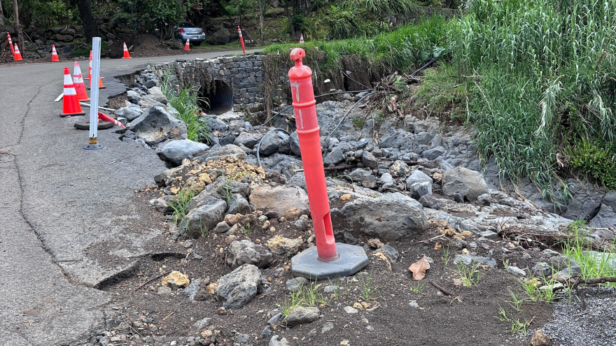 The culvert on Polipoli Road in Kula.