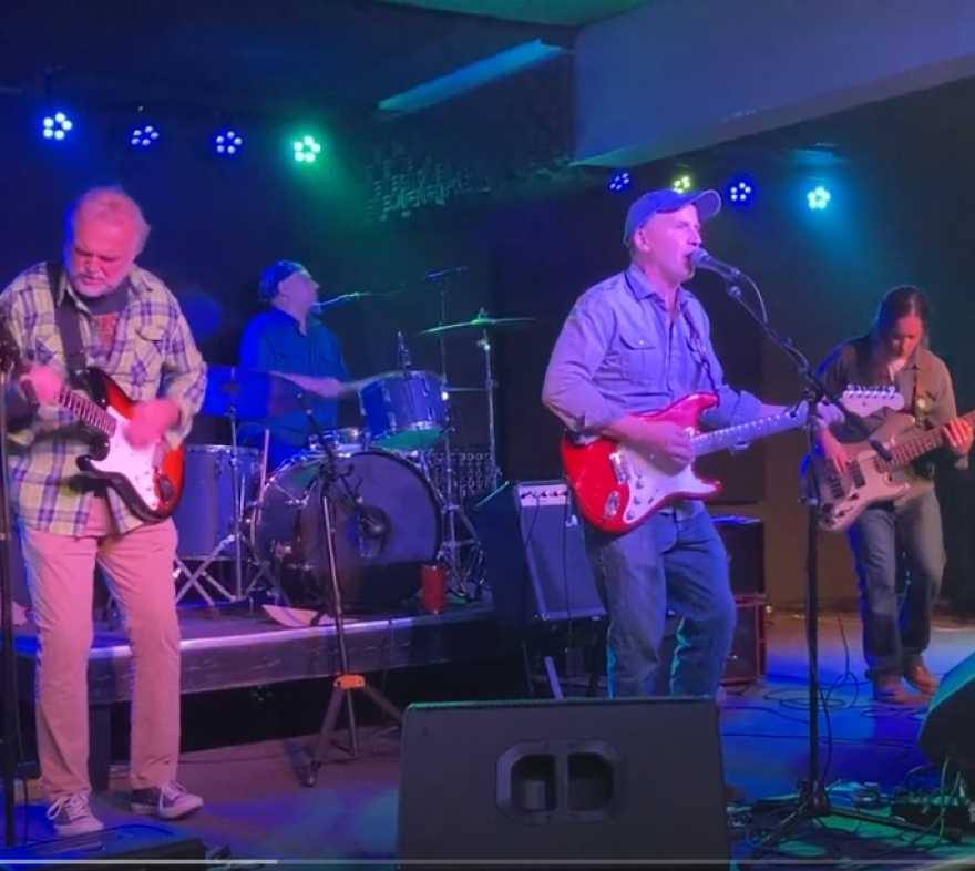 Ted Walsh (third from left) performing with his band, The Beauchesnes, which also include (from left) Robert Hunter, Michael Starmer and Freddy Villano.