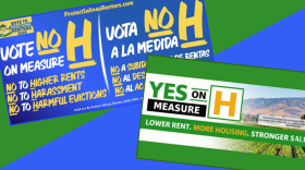 Flyers for the "Yes on H" and "No on H" campaigns.