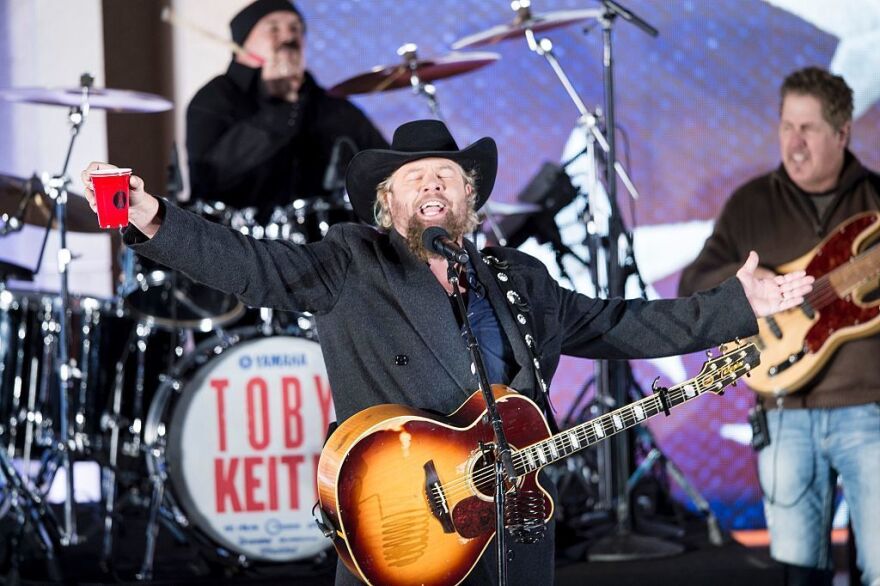 Country singer Toby Keith performs for Trump and his family during a welcome celebration at the Lincoln Memorial.