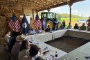 Virginia Gov. Abigail Spanberger (center left) and Katie Frazier, secretary of agriculture and forestry, meet with members of Virginia's cattle industry. 