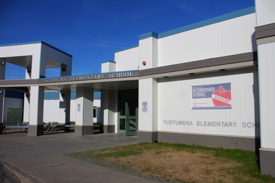 The sun shines on Tustumena Elementary School on Monday, June 15, 2026 in Kasilof, Alaska.