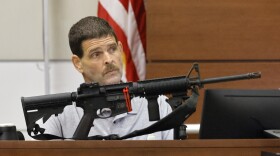 Michael Morrison, the former owner of Sunrise Tactical Supply describes the gun he sold to Nikolas Cruz. Nikolas Cruz is being tried in the penalty phase of his trial at the Broward County Courthouse in Fort Lauderdale on Wednesday, July 26, 2022. Cruz previously plead guilty to all 17 counts of premeditated murder and 17 counts of attempted murder in the 2018 shootings. (Mike Stocker/South Florida Sun Sentinel via AP, Pool)