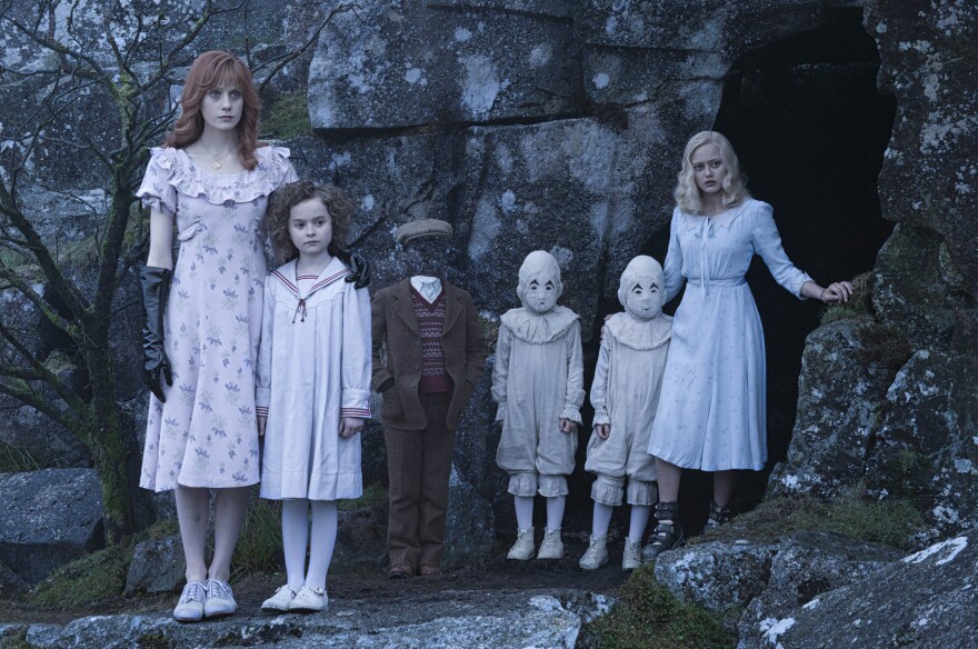 Olive (Lauren McCrostie), from left, Bronwyn (Pixie Davies), Millard (Cameron King), the twins (Thomas and Joseph Odwell) and Emma (Ella Purnell) are some of the "Peculiars" in <em>Miss Peregrine's School for Peculiar Children.</em>