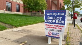 A mail-in ballot drop box in Sangamon County.