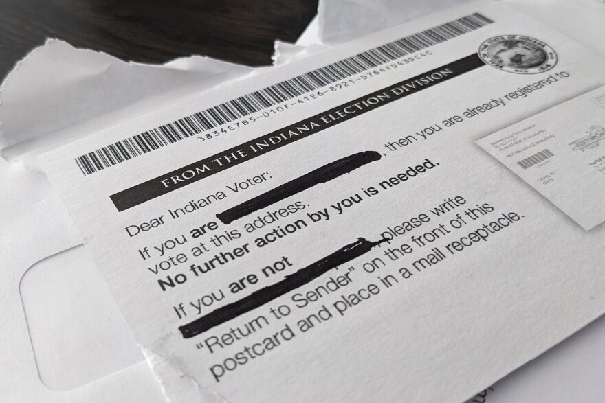 The Indiana Election Division sends out postcards to registered voters as part of its effort to clean up the voter rolls.