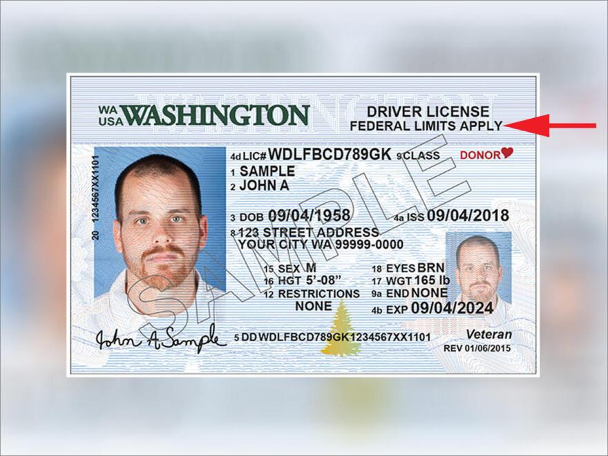 After July 1, standard Washington state driver's licenses will be marked as seen here. CREDIT: WASHINGTON DEPARTMENT OF LICENSING