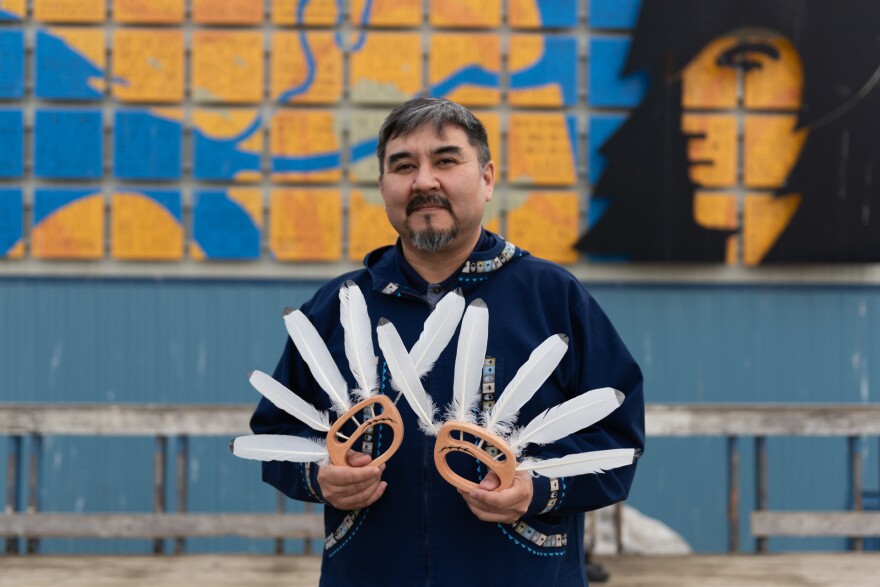 David Angaiak is an accomplished artist with roots on Nelson Island. His latest creation is a series of dance fans.