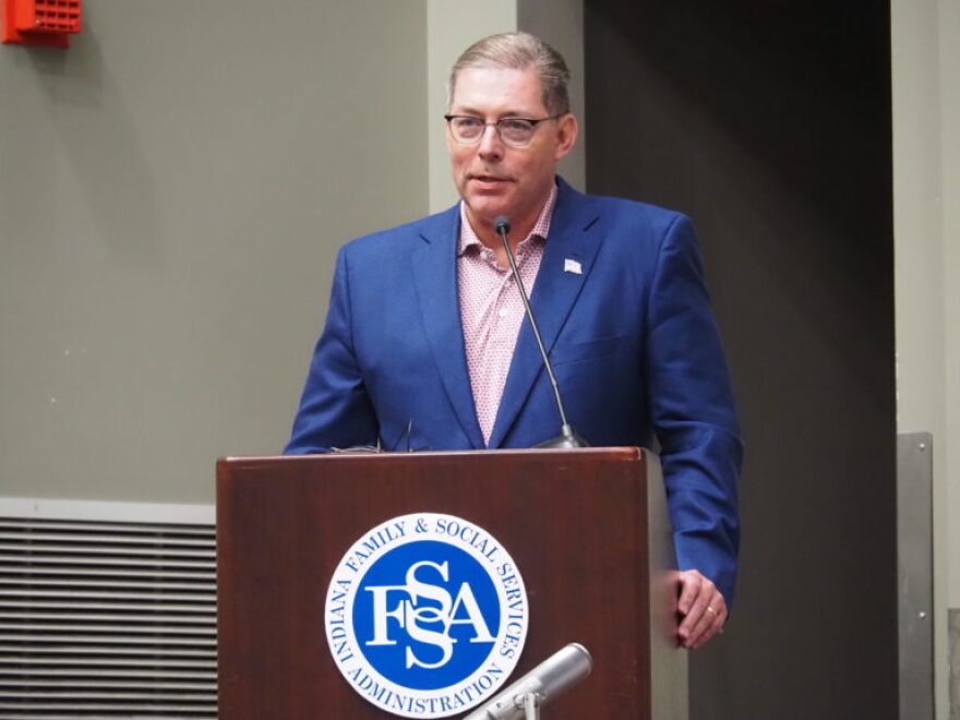 Family and Social Services Agency Secretary Mitch Roob speaks during an April 28, 2026, meeting.