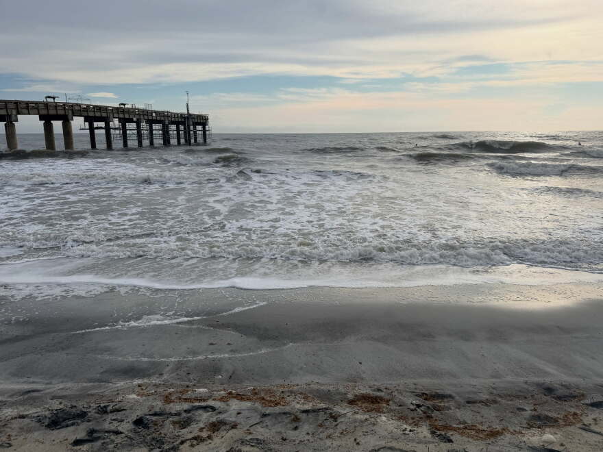 Photo of rough surf along St. Augustine Beach.