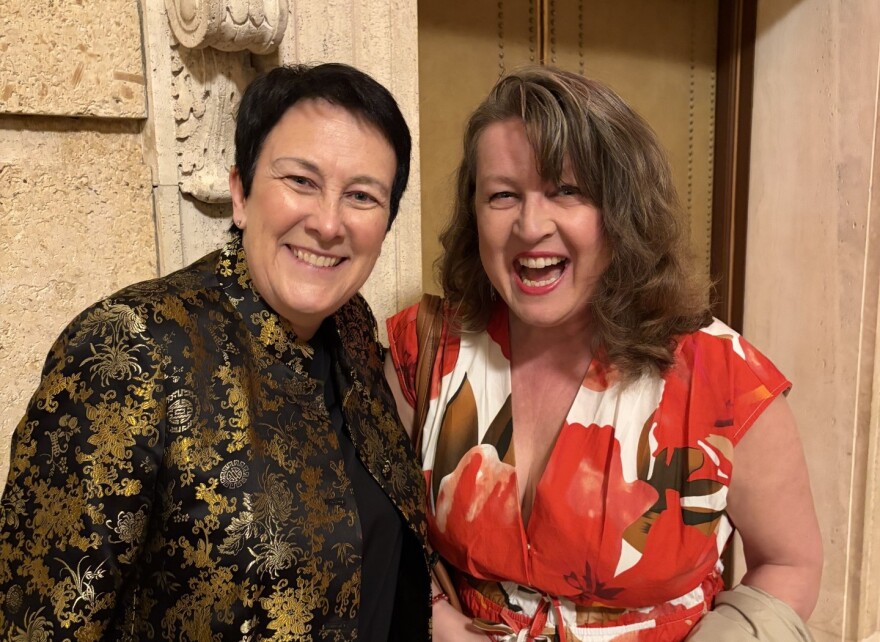 WXXI's Brenda Tremblay with composer Jennifer Higdon at Kodak Hall