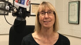 A photo of karen Schmidt in the WGLT studio.