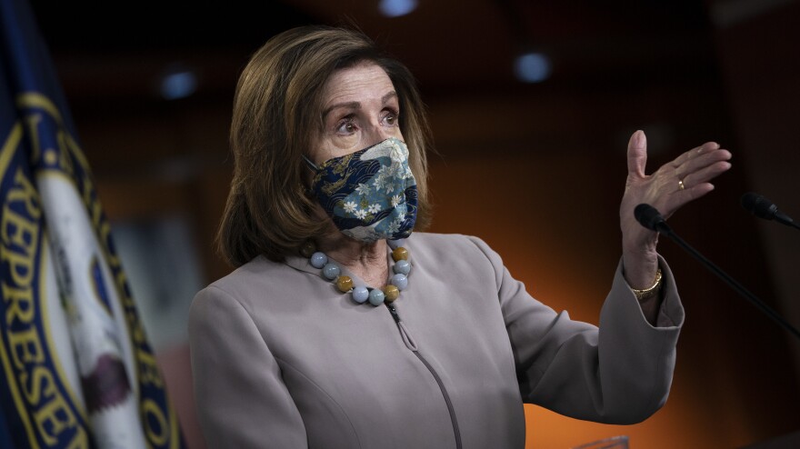 Speaker of the House Nancy Pelosi speaks during her weekly news conference last week on Capitol Hill.