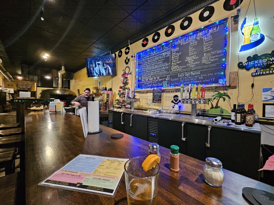 Vinyl Pies Pizza is a popular spot for wood-fired pizzas and beer in downtown Hot Springs.