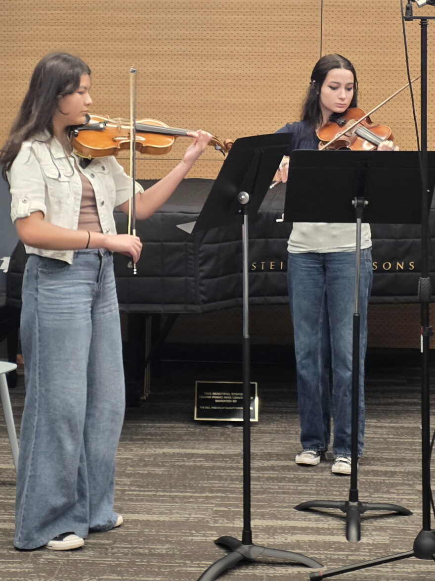 Sarah Hernandez and Sofia Snow with Youth Orchestra of San Antonio (YOSA) performing on KPAC's Classical Connections 10-26-26.