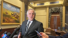 Sen. Pro Temp Greg Treat explains the Senate’s choice not to consider House Bills with fiscal Impact until the House can deliver its promised budget plan, on April 3, following a Senate Appropriations and Budget meeting at the Oklahoma State Capitol.