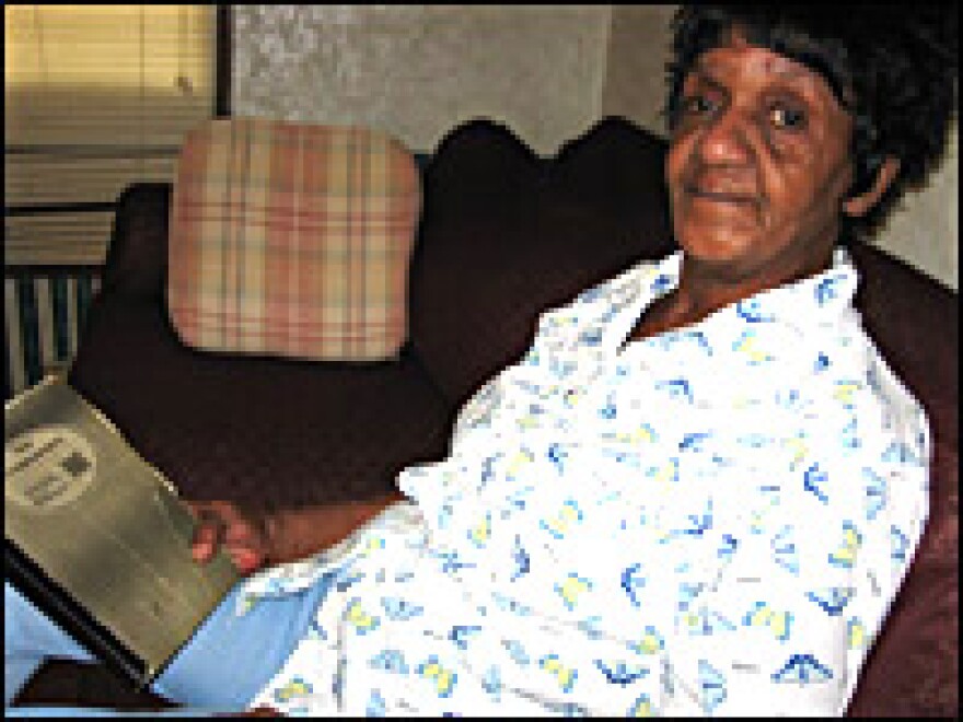 Dorothy Graps recently found her eldest son, Earnest, a year after Hurricane Katrina hit. She holds her "phonebook," a notebook which she uses to write down the new locations of her relatives.