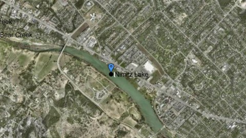 Map showing Nimitz Lake in Kerrville