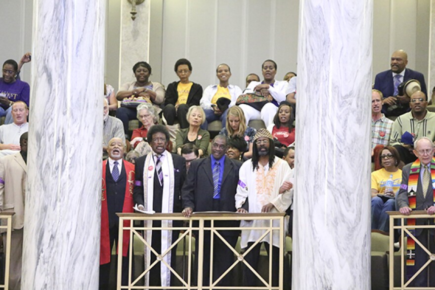 Protesters disrupt the Missouri Senate on May 6, 2016.