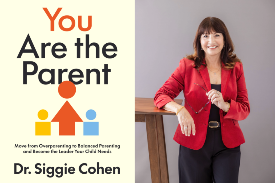 The cover of "You Are the Parent" beside author Dr. Siggie Cohen. (Courtesy of Siggie Cohen)