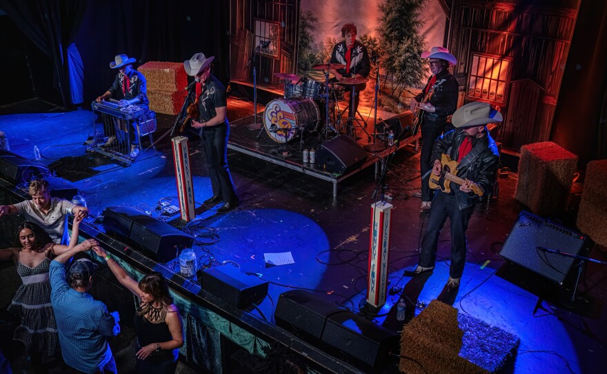 The Cowpokes and dancers at Honky Tonk Tuesday.