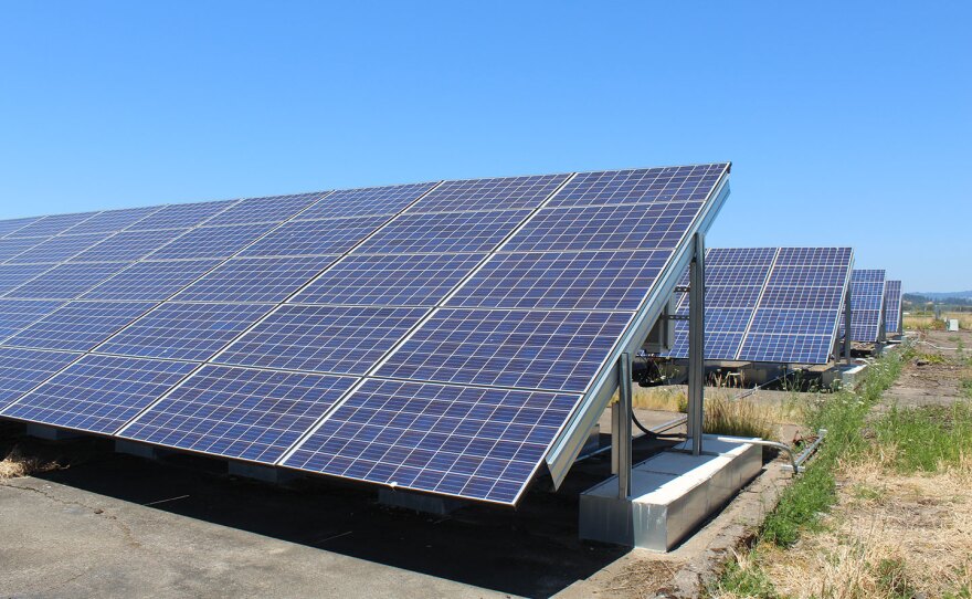 An array of solar panels in Oregon.