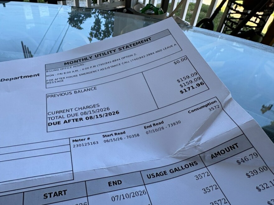 A water bill for a resident of Cadiz, Ohio. 