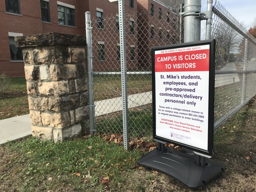 Sign warning visitors not to enter at St. Michaels College