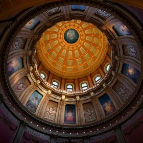  A view into the rotunda of the Michigan Capitol in Lansing.