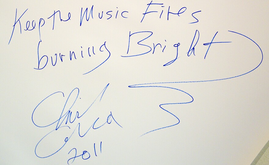 Chick Corea signed the wall at KPLU Studios on Dec. 2, 2011.