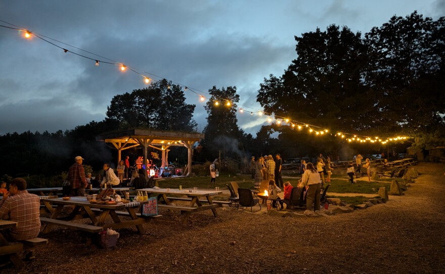 Vernon Family Farm with outdoor lights