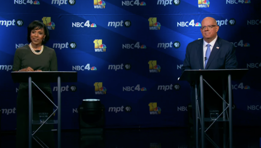 Democratic Candidate Angela Alsobrooks and Republican Candidate Larry Hogan