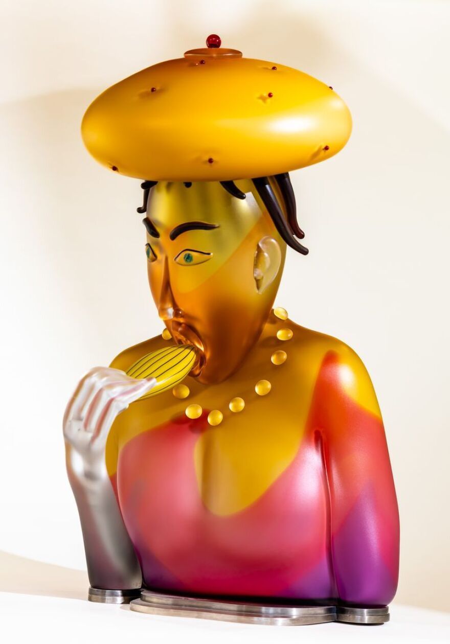 'Madeleine (The Individual)' is an acid etched blown glass piece created by Dan Dailey.