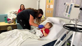 Karson Blanchard gets ready for an injection. (Image: Laura Philion)