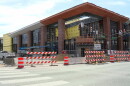 Construction continues on the convention center expansion. Third Street is closed in the foreground.