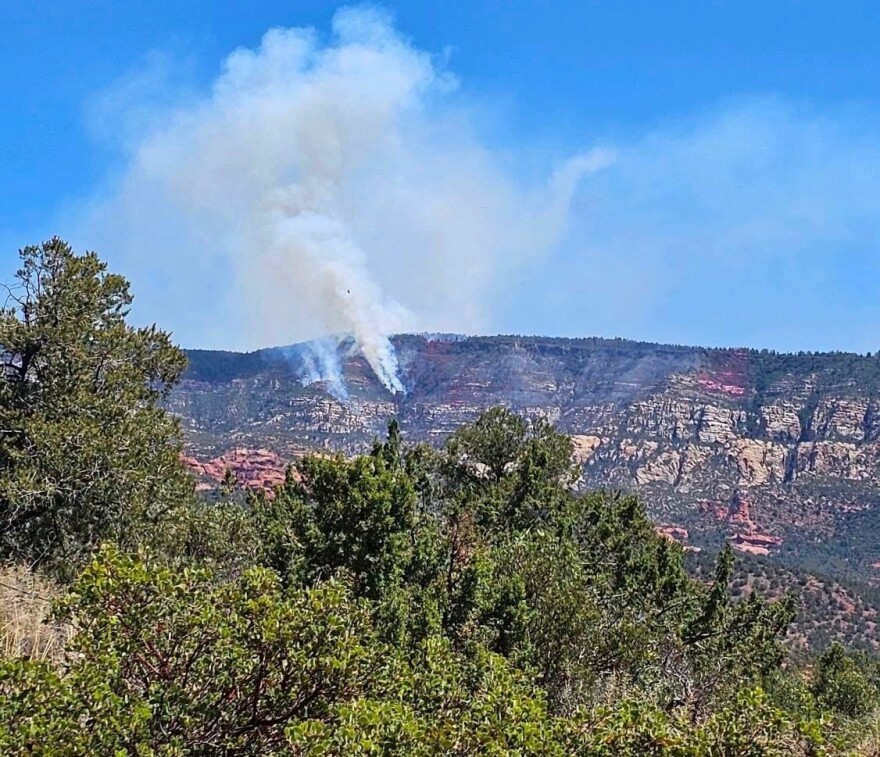 A view of the Pocket Fire burning about 7 miles north of Sedona, June 23, 2026.