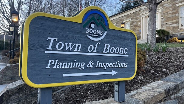 A sign marking Boone's planning department
