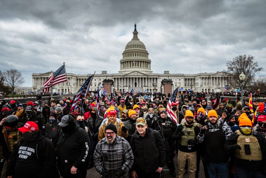 Pro-Trump  insurrectionists gathered in front of the U.S. Capitol Building on January 6. 