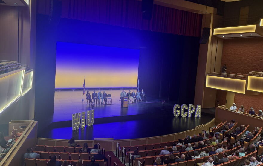 Al Goldfarb addresses the crowd during the ribbon cutting ceremony for the GCPA.