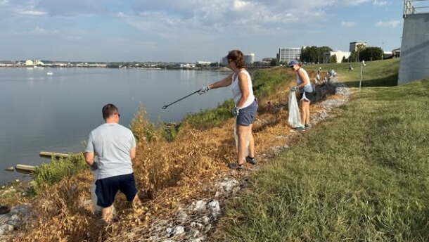 A file photo of volunteers cleaning up the Evansville riverfront during the ORSANCO River Sweep