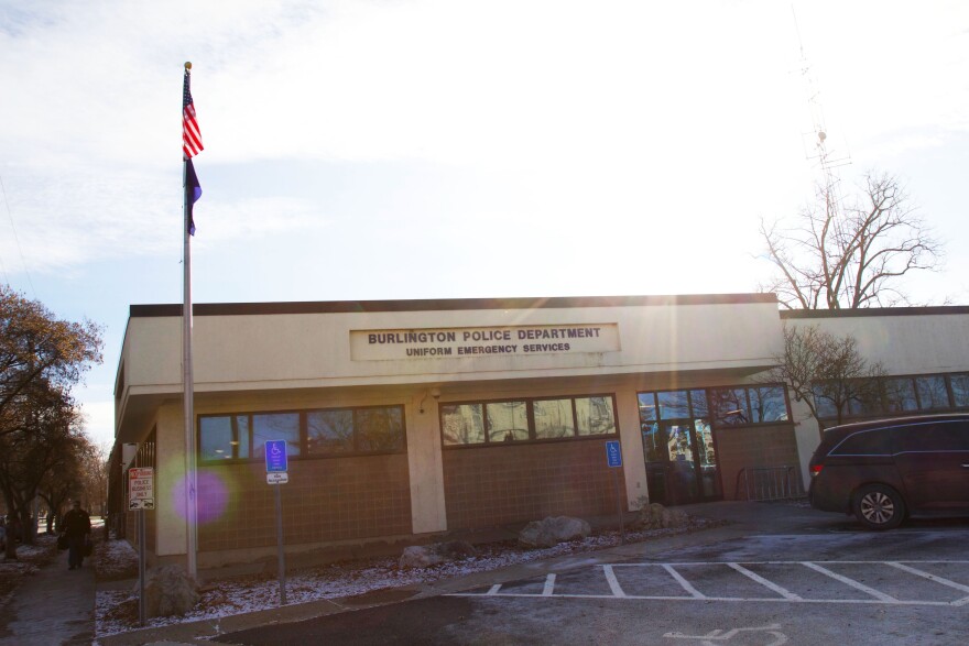 The outside of a police station.