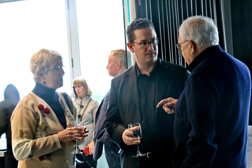 Society for Chamber Music Artistic Director Erik Behr greets audience members